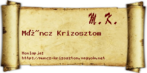 Müncz Krizosztom névjegykártya